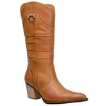 Bota Texana Feminina Bico Fino Couro Legítimo Soft Castor