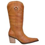 Bota Texana Feminina Bico Fino Couro Legítimo Soft Castor