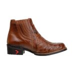 Botina Masculina Couro Legítimo Floater Pinhão / Escamada Bico Quadrado
