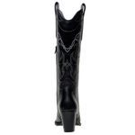 Bota Texana Country Feminina Bico Fino Couro Legítimo Látego Preto
