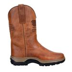 Bota Texana Masculina Bico Redondo Couro Legítimo Fóssil Castor Solado Street