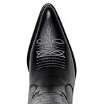 Bota Texana Country Feminina Bico Fino Couro Legítimo Látego Preto