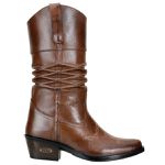 Bota Texana Masculina Sanfonada Couro Látego Pinhão