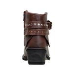 Bota Country Feminina Cano Curto Com Fivelas Couro Legítimo Fóssil Café