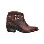 Bota Country Feminina Cano Curto Com Fivelas Couro Legítimo Fóssil Café