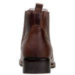 Botina Feminina Country Bico Quadrado Couro Legítimo Fóssil Café Florão Verde Água