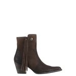 Bota Cano Curto Feminina Country Bico Fino Couro Snaker Café