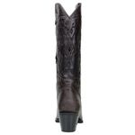 Bota Texana Feminina Bico Fino Couro Legítimo Fóssil Cinza Bordados Florais 