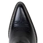 Bota Texana Feminina Bico Fino Couro Legítimo Látego Preto Bordados Florais 