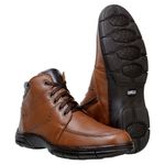 Coturno Masculino Couro Legítimo Floater Pinhão e Café Cano Curto Alto Conforto