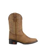 Bota Texana Masculina Couro Crazy Horse Castor Bico Redondo