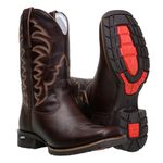 Bota Texana Masculina Couro Crazy Horse Café Solado Texas