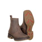 Bota Coturno Texana Masculina Couro Legítimo Crazy Horse Café Com Zíper
