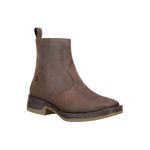 Bota Coturno Texana Masculina Couro Legítimo Crazy Horse Café Com Zíper
