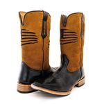 Bota Texana Country Masculina United States Couro Bovino Látego Preto e Nobuck Batido