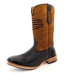 Bota Texana Country Masculina United States Couro Bovino Látego Preto e Nobuck Batido