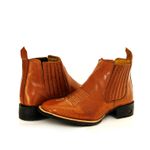Botina Country Masculina Bico Quadrado Couro Legítimo Latego Pinhão Florão