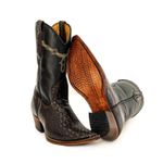 Bota Texana Masculina Bico Fino Couro Dubai Café e Floater Preto