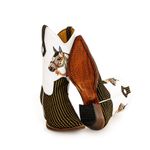 Bota Texana Masculina Bico Fino Couro Nobuck Preto Platinado Com Floater Branco Bordado Cavalo