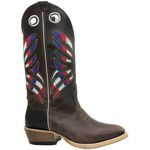 Bota Texana Carrapeta Couro Nobuck Café e Mustang Preto