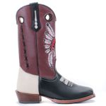 Bota Texana Carrapeta Couro Floater Preto/ Marfim e Mustang Café
