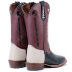 Bota Texana Carrapeta Couro Floater Preto/ Marfim e Mustang Café