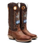 Bota Texana Carrapeta Couro Mustang Chocolate e Café