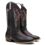 Bota Texana Carrapeta Couro Legítimo Floater Preto Bordada
