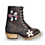 Bota Coturno Carrapeta Unissex Bico Quadrado Couro Legítimo Crazy Horse Café