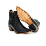 Botina Country Masculina Bico Fino Couro Bovino Legítimo Anaconda Preto