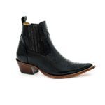 Botina Country Masculina Bico Fino Couro Bovino Legítimo Anaconda Preto