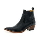Botina Country Masculina Bico Fino Couro Bovino Legítimo Anaconda Preto