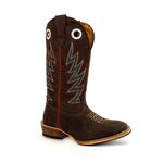 Bota Texana Masculina Couro Legítimo Mustang Café Bordado Raio