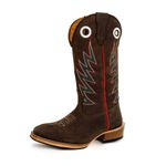 Bota Texana Masculina Couro Legítimo Mustang Café Bordado Raio
