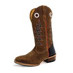 Bota Texana Masculina Couro Legítimo Látego Preto e Mustang Café Bordado Raio Salto Carrapeta