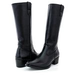 Bota Texana Feminina Country Couro Legítimo Bovino Látego Preto 