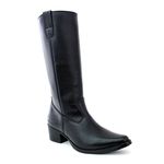 Bota Texana Feminina Country Couro Legítimo Bovino Látego Preto 