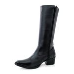 Bota Texana Feminina Country Couro Legítimo Bovino Látego Preto 