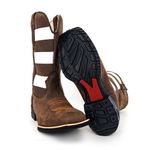 Bota Texana Masculina Couro Bovino Legítimo Fóssil Café e Floater Branco Tiras