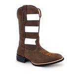 Bota Texana Masculina Couro Bovino Legítimo Fóssil Café e Floater Branco Tiras