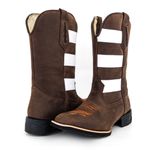Bota Texana Masculina Couro Bovino Legítimo Fóssil Café e Floater Branco Tiras