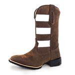 Bota Texana Masculina Couro Bovino Legítimo Fóssil Café e Floater Branco Tiras
