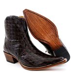 Botina Country Masculina Bico Fino Couro Bovino Legítimo Dubai Café com Zíper 