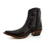 Botina Country Masculina Bico Fino Couro Bovino Legítimo Dubai Café com Zíper 