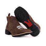 Botina Masculina Bico Quadrado Couro Bovino Legítimo Mustang Café Florão Copia