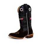 Bota Texana Masculina Couro Legítimo Crazy Horse Café e Látego Preto Ekip Salto Carrapeta