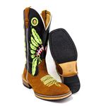 Bota Texana Masculina Couro Legítimo Bovino Látego Preto e Nobuck Batido Cocar Salto Carrapeta