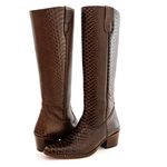 Bota Over Montaria Feminina Bico fino Couro Legítimo Bovino Anaconda Nescau