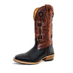 Bota Texana Masculina Couro Legítimo Bovino Tubarão Preto e Fóssil Pinhão Flecha Solado Carrapeta