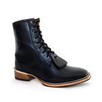 Bota Coturno Carrapeta Unissex Bico Quadrado Couro Legítimo Látego Preto